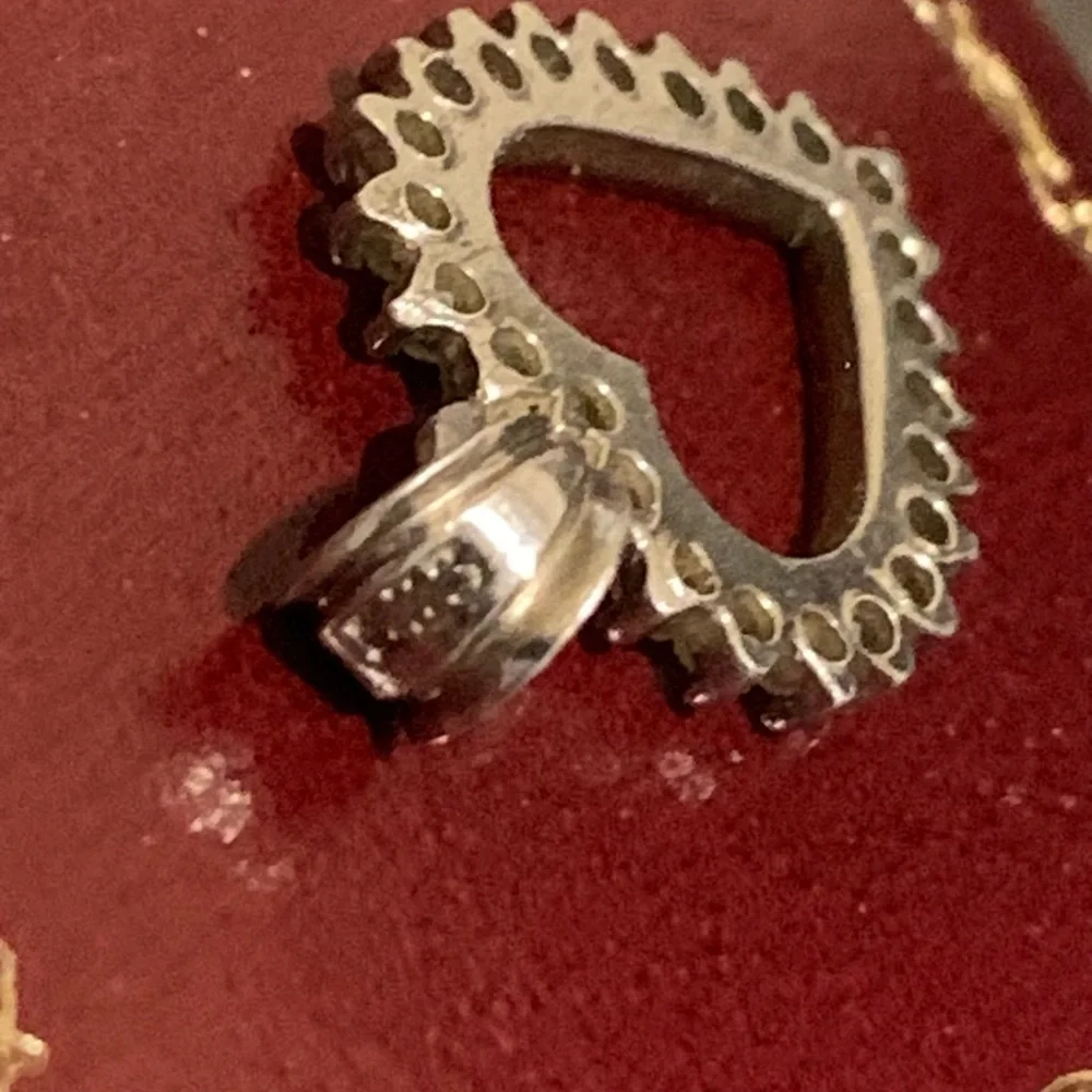 Vintage Sterling Silver Rhinestone‎ Heart Pendant